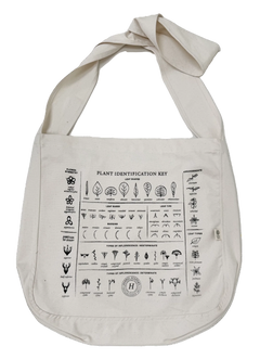Tote bag with a plant identification key design